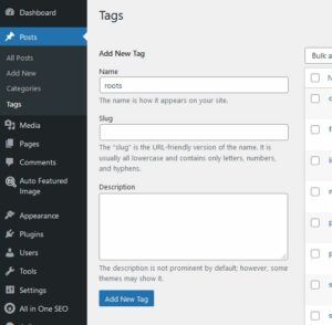 wordpress tags are like the index