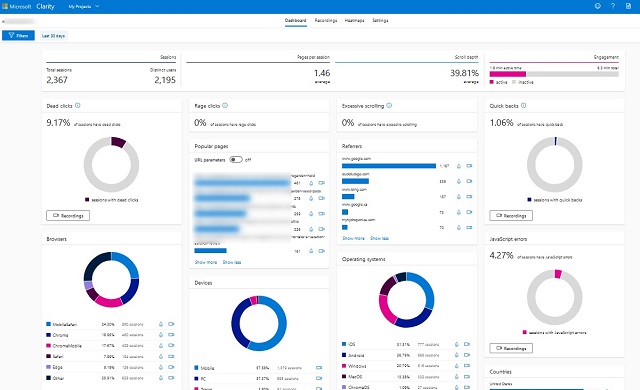 microsoft clarity dashboard